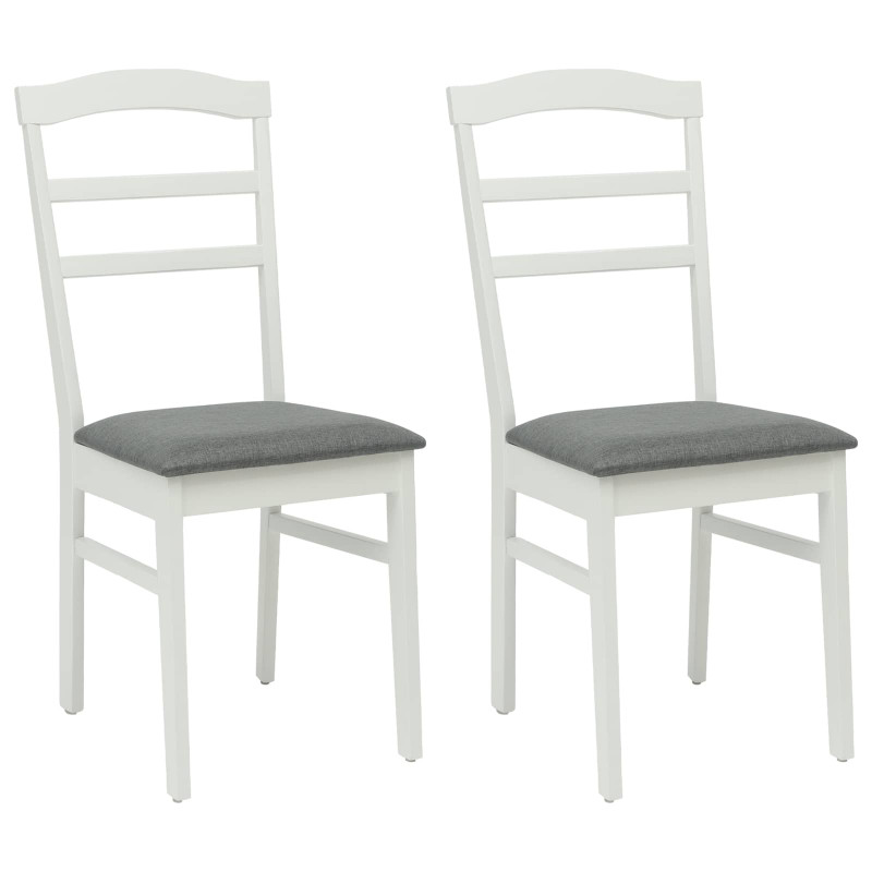 Krzesło jadalniane 2 pcs Biały i szary Drewno Gumowe