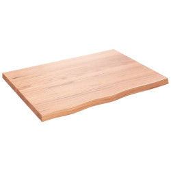 Półka, brązowa, 80x60x(2-4) cm, lakierowane lite drewno dębowe