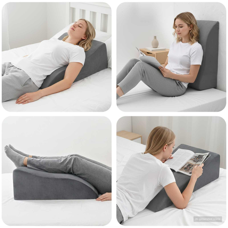 Poduszka na nogi Szary 68 x 41 x 21 cm Pianka PU