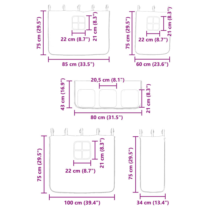 Łóżko piętrowe dla dzieci z zasłonami Biały i różowy