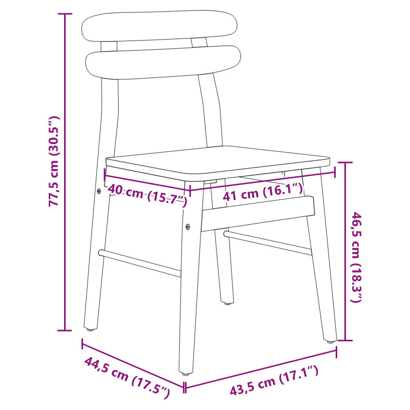 Krzesło jadalniane 2 pcs Biały Drewno Gumowe