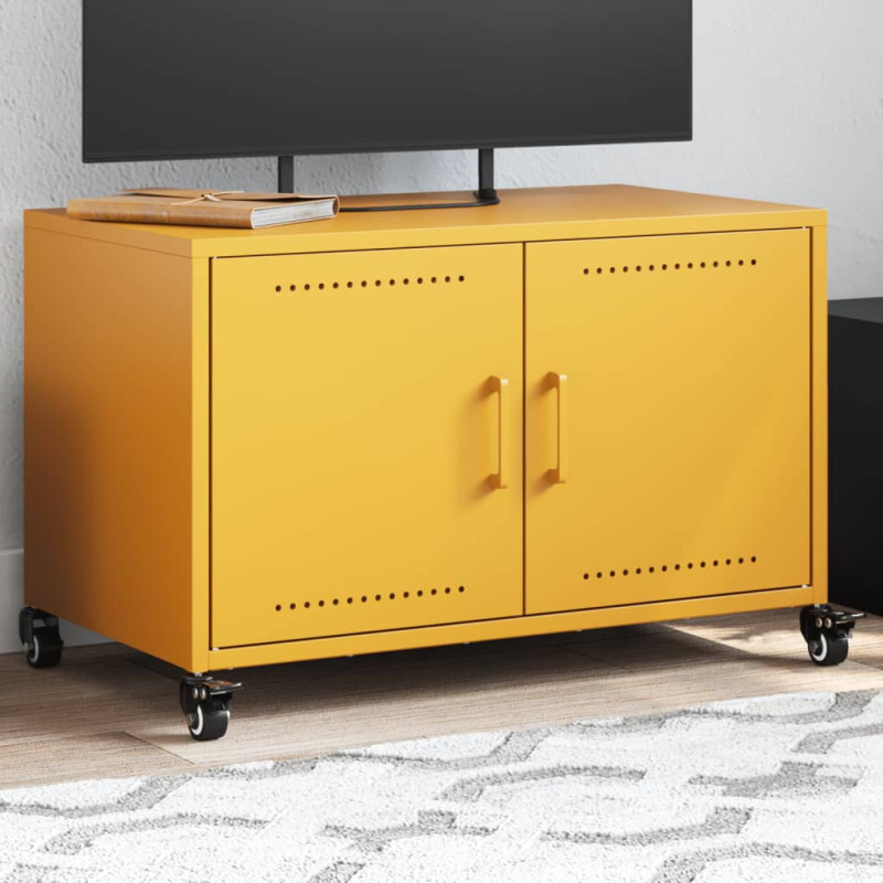 Szafka RTV, musztardowa, 68x39x43,5 cm, stal