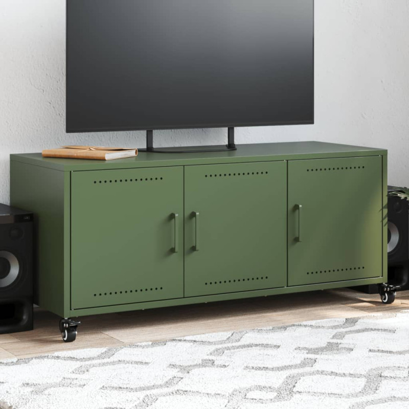 Szafka RTV, oliwkowa, 100,5x39x43,5 cm, stal