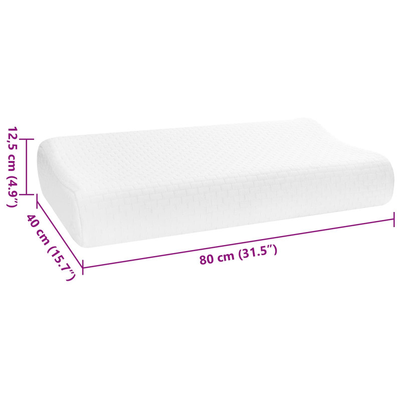 Poduszka do spania Biały 80 x 40 x 12,5 cm Pianka z pamięcią