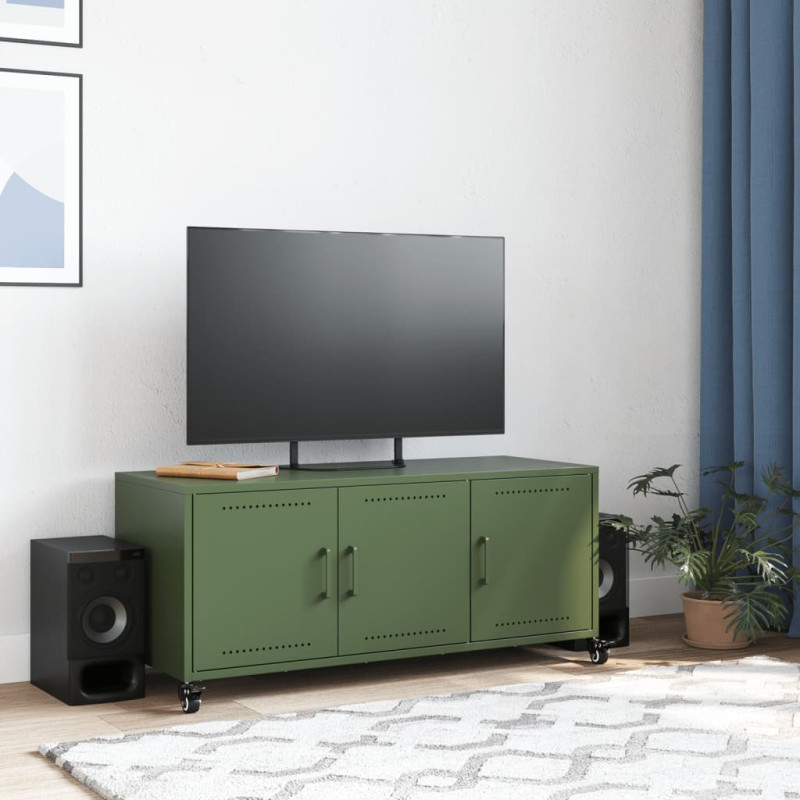 Szafka RTV, oliwkowa, 100,5x39x43,5 cm, stal