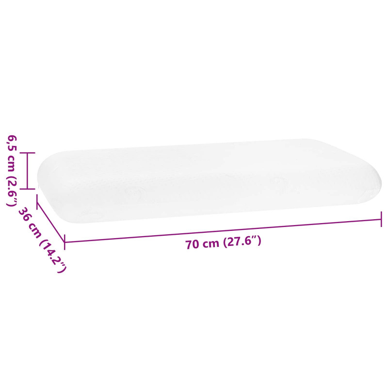 Poduszka do spania Biały 70 x 36 x 6,5 cm Pianka z pamięcią