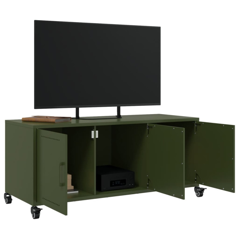 Szafka RTV, oliwkowa, 100,5x39x43,5 cm, stal