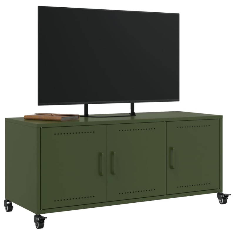 Szafka RTV, oliwkowa, 100,5x39x43,5 cm, stal