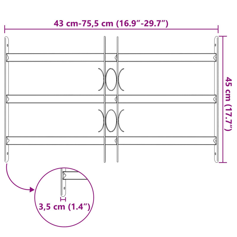 Kratka Okienna Czarny 75.5 x 45 cm Stal malowana proszkowo