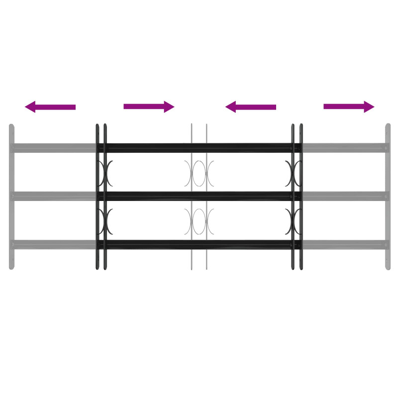 Kratka Okienna Czarny 116 x 45 cm Stal malowana proszkowo