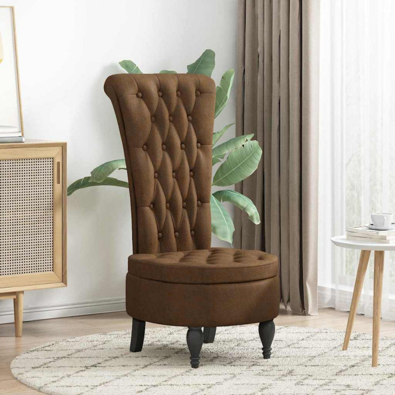 Fotel typu slipper Brązowy 56,5 x 70 x 110 cm Skóra zamszowa