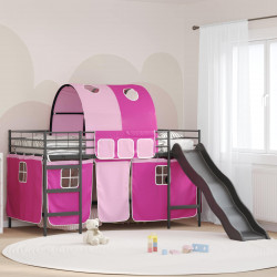 Łóżko piętrowe dla dzieci Czarny i różowy 90 x 200 cm Metal