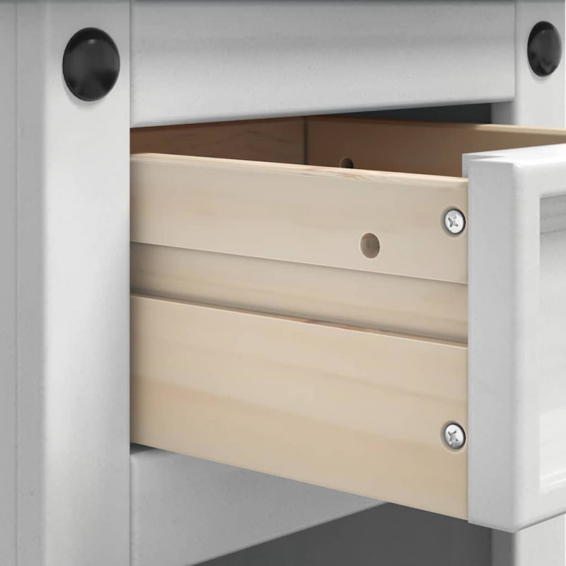 Stolik nocny Corona Biały 35 x 32,5 x 58 cm Lite drewno sosnowe