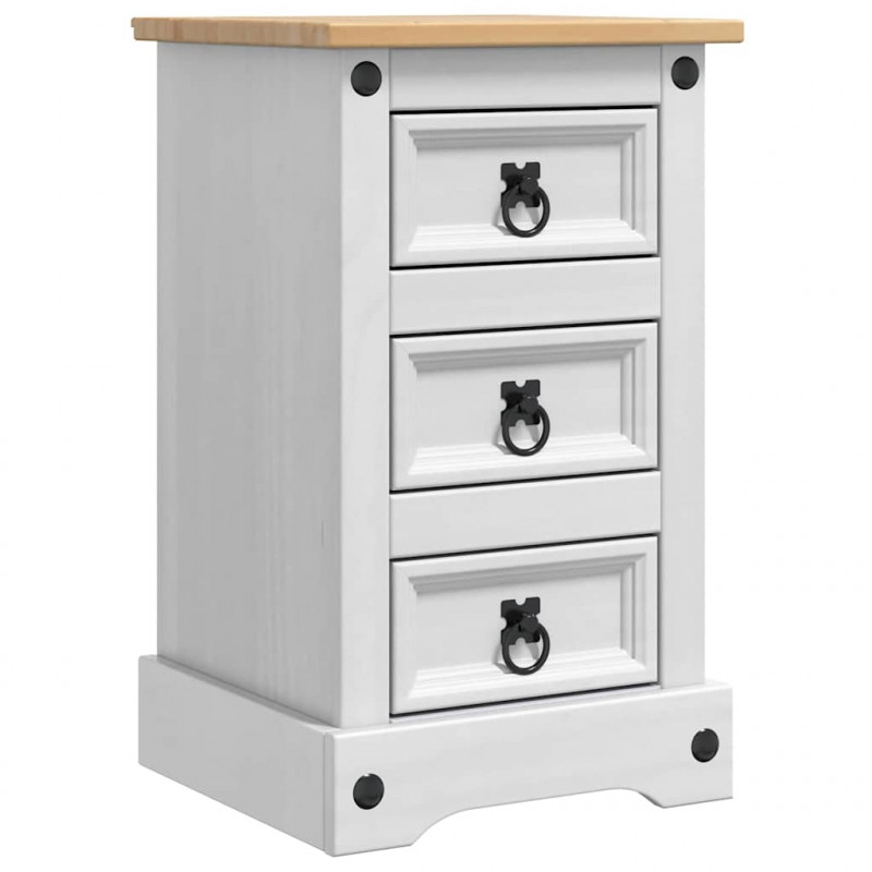 Stolik nocny Corona Biały 35 x 32,5 x 58 cm Lite drewno sosnowe