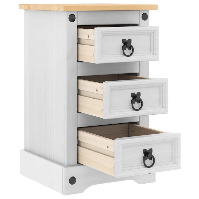 Stolik nocny Corona Biały 35 x 32,5 x 58 cm Lite drewno sosnowe