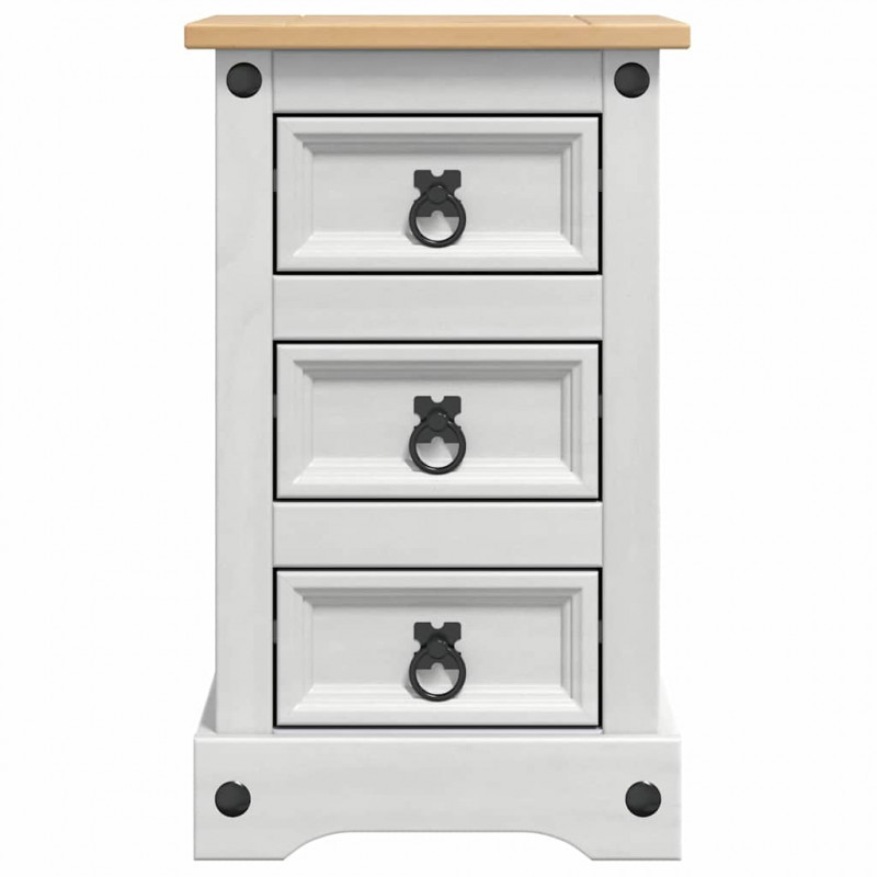 Stolik nocny Corona Biały 35 x 32,5 x 58 cm Lite drewno sosnowe