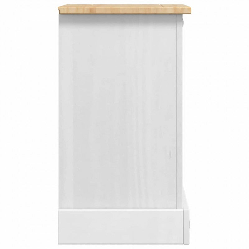 Stolik nocny Corona Biały 35 x 32,5 x 58 cm Lite drewno sosnowe