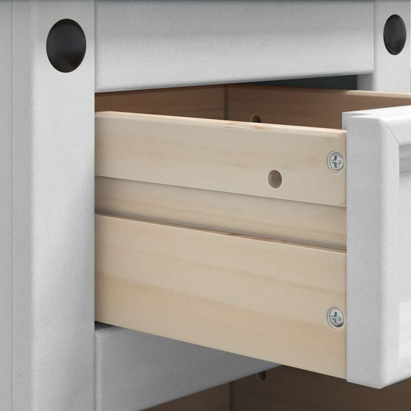 Stolik nocny Corona Biały 35 x 32,5 x 58 cm Lite drewno sosnowe