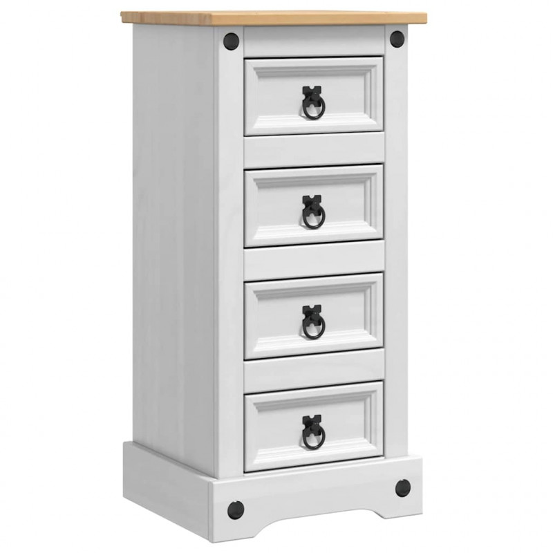 Stolik nocny Corona Biały 35 x 32,5 x 74 cm Lite drewno sosnowe