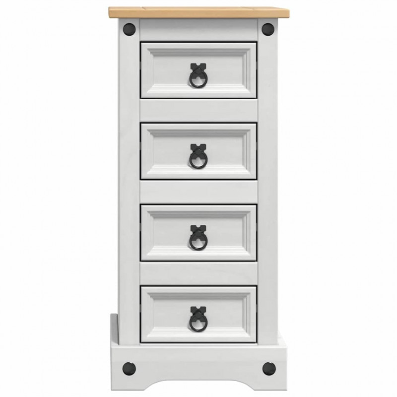 Stolik nocny Corona Biały 35 x 32,5 x 74 cm Lite drewno sosnowe