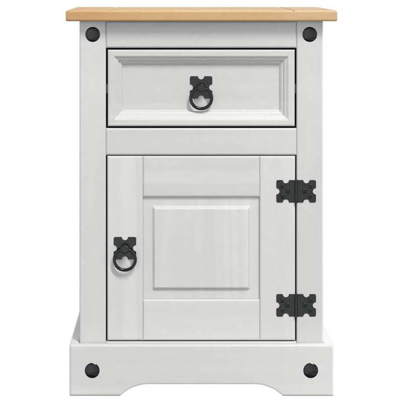 Stolik nocny Corona Biały 45 x 35 x 64 cm Lite drewno sosnowe