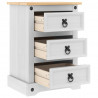 Stolik nocny Corona Biały 45 x 35 x 64 cm Lite drewno sosnowe