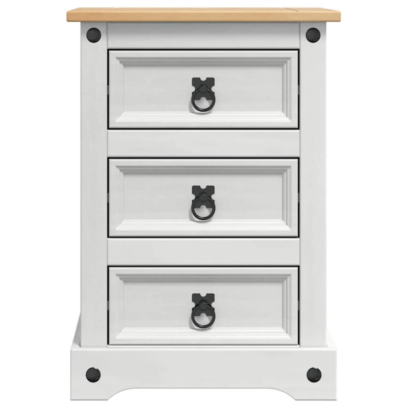Stolik nocny Corona Biały 45 x 35 x 64 cm Lite drewno sosnowe