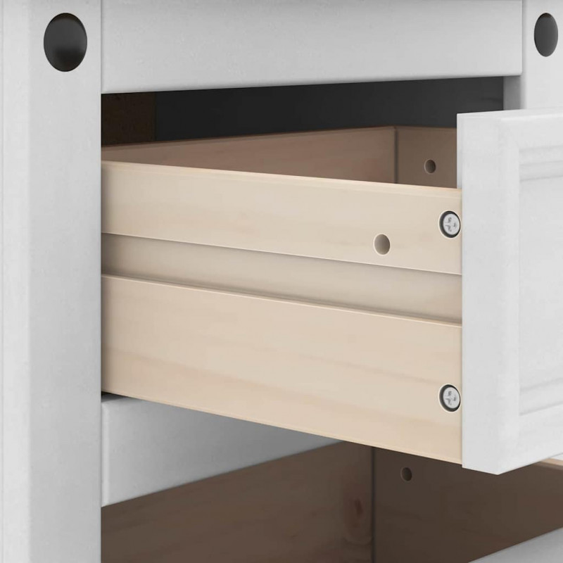 Stolik nocny Corona Biały 45 x 35 x 64 cm Lite drewno sosnowe