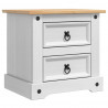 Stolik nocny Corona Biały 53 x 39 x 47 cm Lite drewno sosnowe