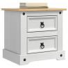Stolik nocny Corona Biały 53 x 39 x 47 cm Lite drewno sosnowe