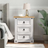 Stolik nocny Corona Biały 53 x 39 x 66 cm Lite drewno sosnowe