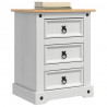 Stolik nocny Corona Biały 53 x 39 x 66 cm Lite drewno sosnowe