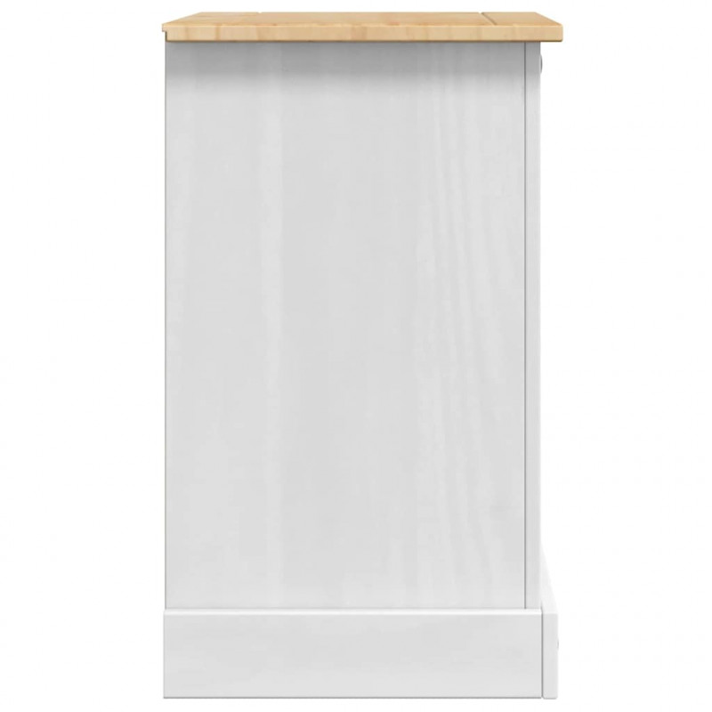 Stolik nocny Corona Biały 53 x 39 x 66 cm Lite drewno sosnowe