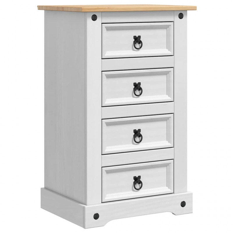 Stolik nocny Corona Biały 53 x 39 x 84 cm Lite drewno sosnowe