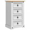 Stolik nocny Corona Biały 53 x 39 x 84 cm Lite drewno sosnowe