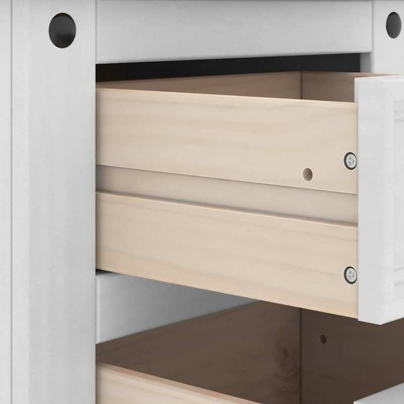 Stolik nocny Corona Biały 53 x 39 x 84 cm Lite drewno sosnowe