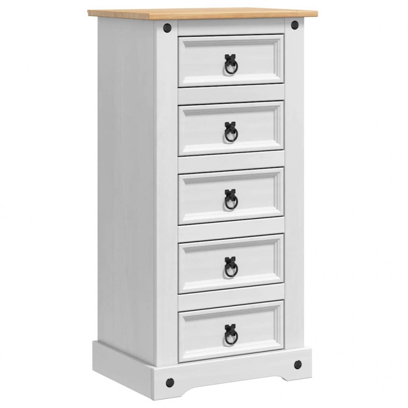 Stolik nocny Corona Biały 53 x 39 x 103 cm Lite drewno sosnowe