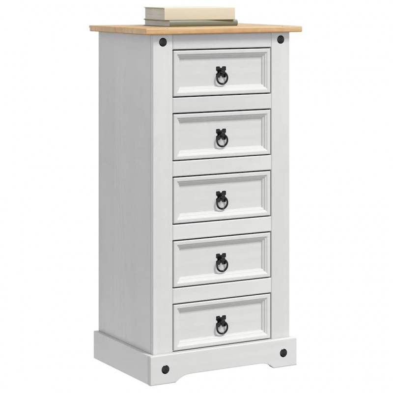 Stolik nocny Corona Biały 53 x 39 x 103 cm Lite drewno sosnowe