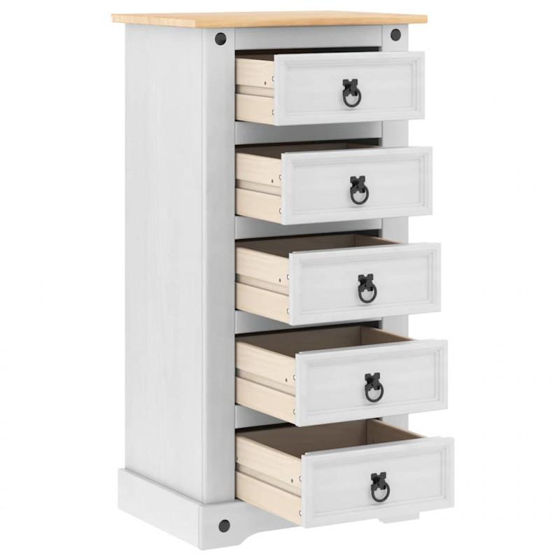 Stolik nocny Corona Biały 53 x 39 x 103 cm Lite drewno sosnowe