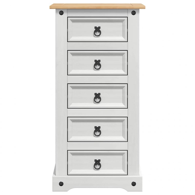 Stolik nocny Corona Biały 53 x 39 x 103 cm Lite drewno sosnowe