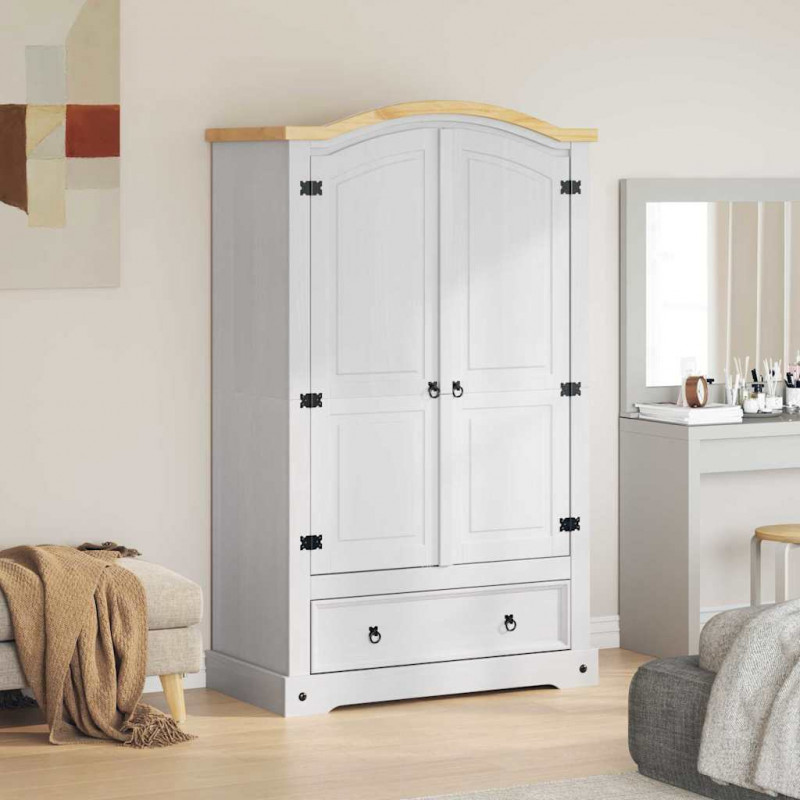 Garderoba Corona Biały 101 x 52 x 170 cm Lite drewno sosnowe