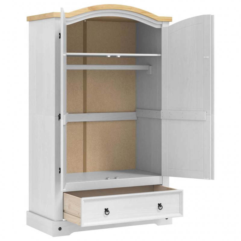 Garderoba Corona Biały 101 x 52 x 170 cm Lite drewno sosnowe