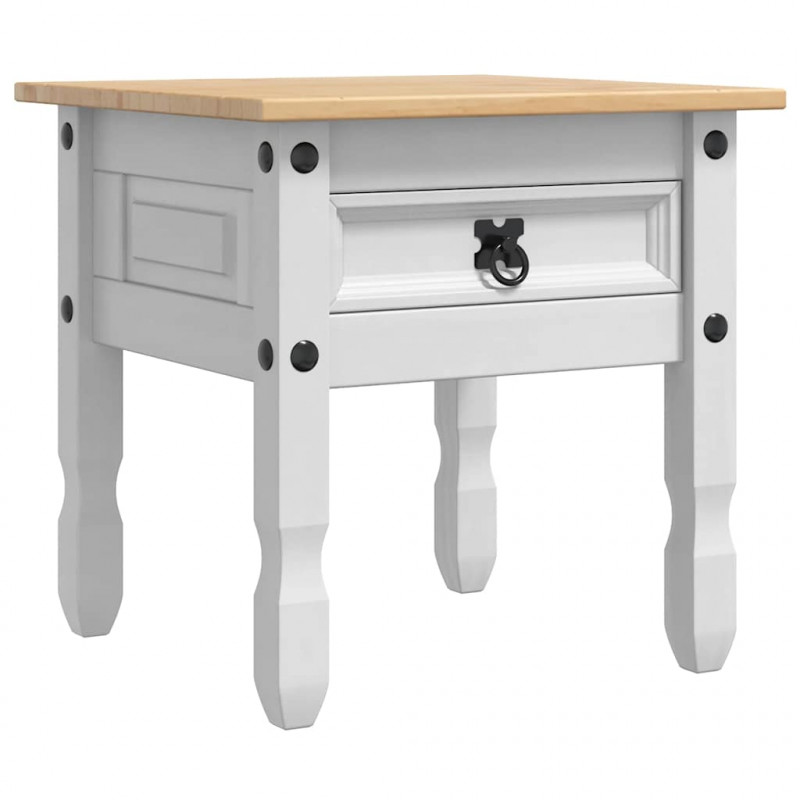 Stolik końcowy Corona Biały 50 x 50 x 50 cm Lite drewno sosnowe