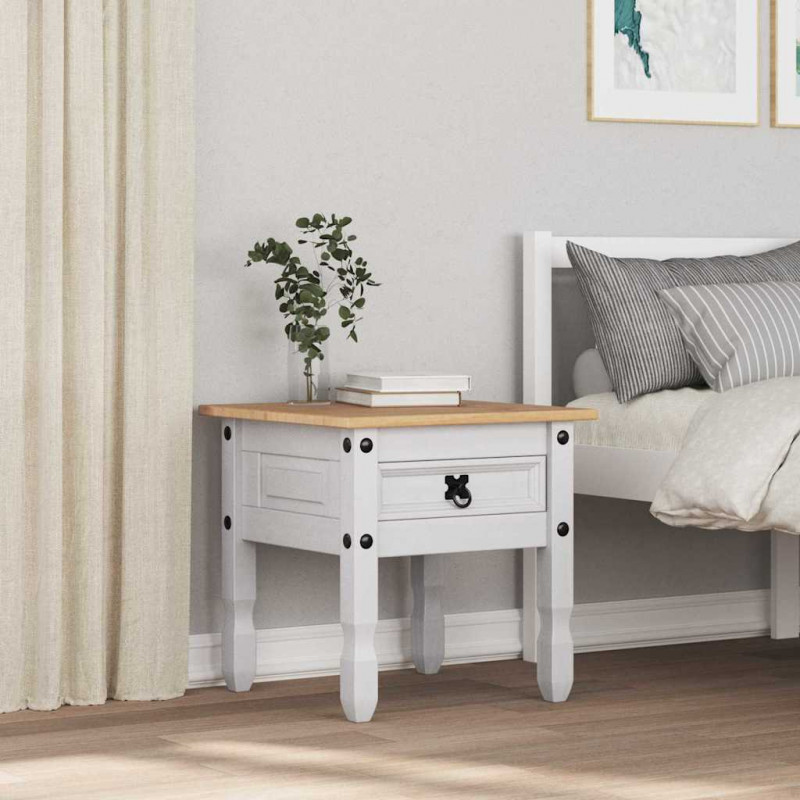 Stolik końcowy Corona Biały 50 x 50 x 50 cm Lite drewno sosnowe