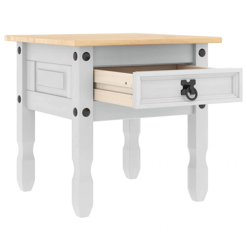 Stolik końcowy Corona Biały 50 x 50 x 50 cm Lite drewno sosnowe