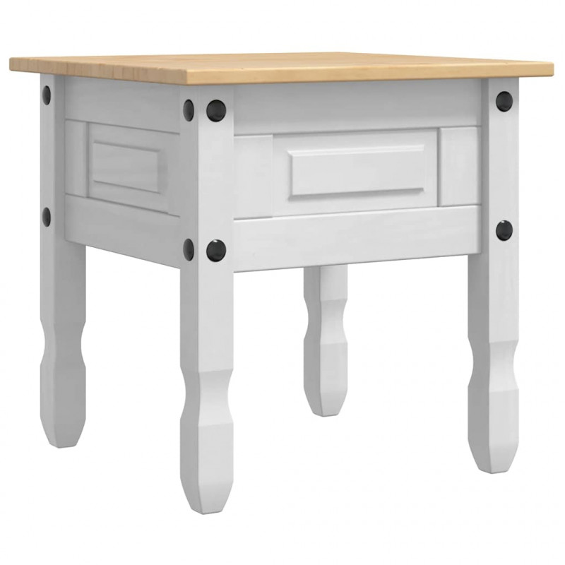 Stolik końcowy Corona Biały 50 x 50 x 50 cm Lite drewno sosnowe