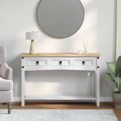 Stolik końcowy z szufladą Corona Biały 114 x 34,5 x 73 cm