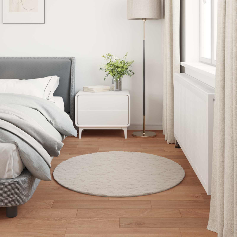 Antypoślizgowy dywan z sztucznego futra królika Olite Beżowy