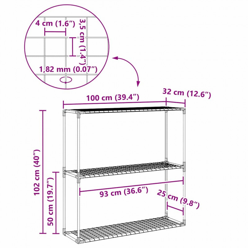 3-poziomowy stojak na rośliny Czarny 100 x 32 x 102 cm Stal