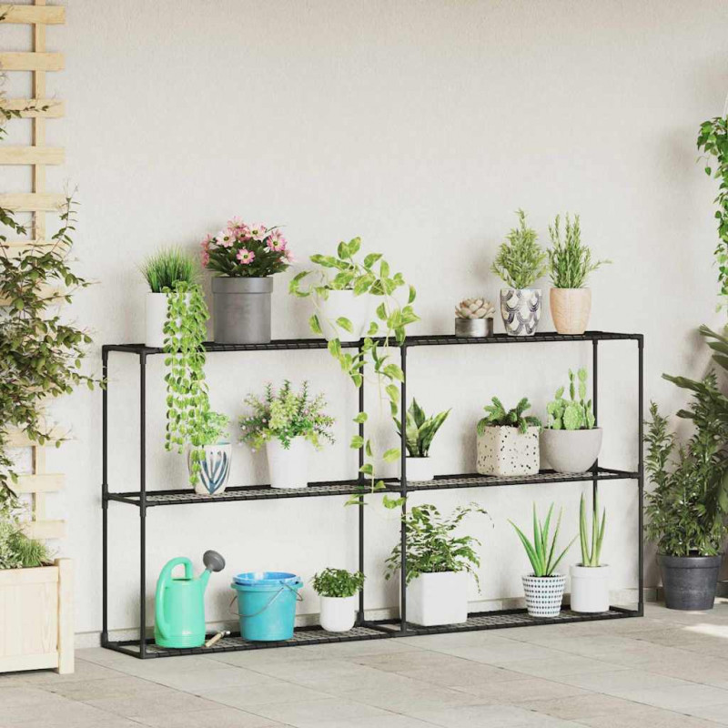3-poziomowy stojak na rośliny Czarny 200 x 32 x 104 cm Stal